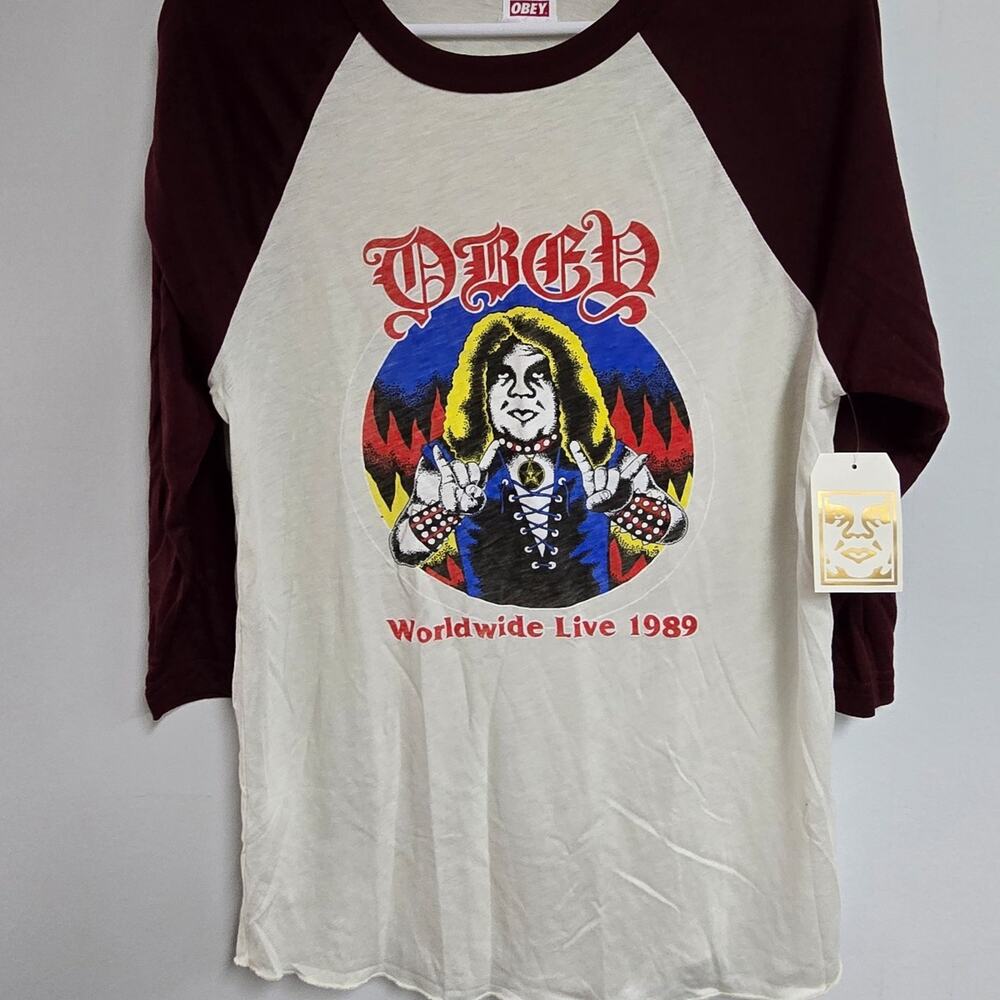 Obey Worldwide Live 1989 Raglan Graphic Shirt NWT Streetwear Size S